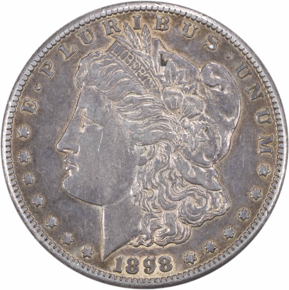Morgan Silver Dollar 1898 AU Uncertified: Morgan Silver Dollar 1898 AU Uncertified The 1898 Morgan Silver Dollar is a circulated coin with an attractive AU grade, featuring the iconic design of George T. Morgan. Made from 90% silver and 10%