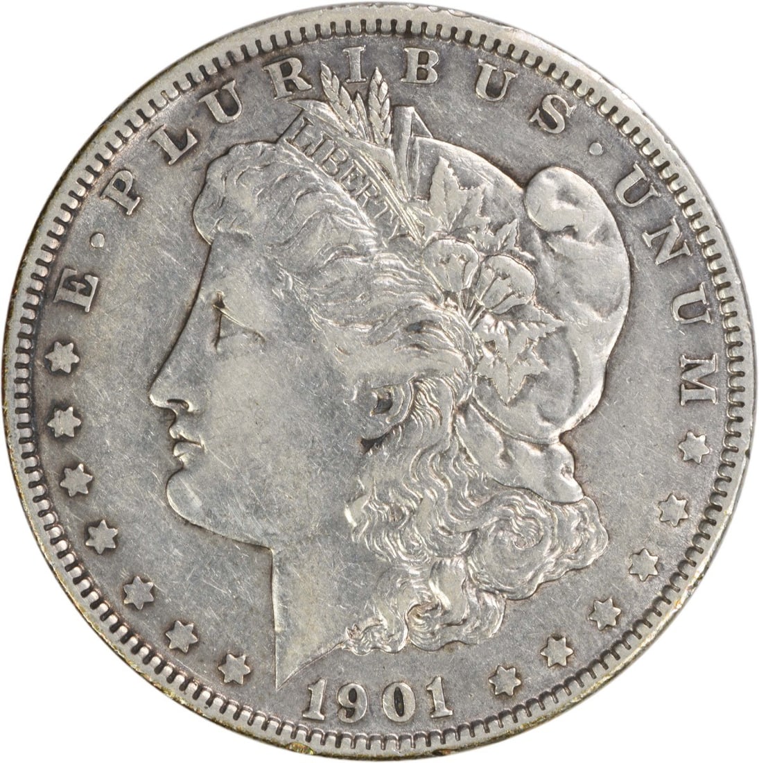 Morgan Silver Dollar EF Uncertified: Morgan Silver Dollar EF Uncertified EF Uncertified Morgan Silver Dollar, minted in 1901, boasts a striking design by George T. Morgan, with a diameter of 38.10 millimeters and a reeded edge. This circ