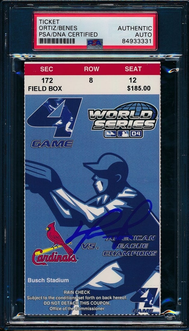 2004 World Series Game 4 Ticket Curse Reversed David Ortiz Signed/ Auto PSA/ DNA (1 of 2)