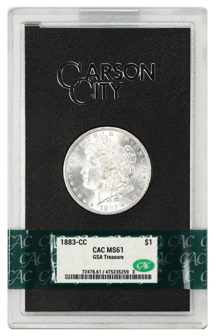 GSA: 1883-CC $1 CACG MS61 (Box and COA) - Morgan Dollar - Popular CC-Mint GSA: GSA: 1883-CC $1 CACG MS61 (Box and COA) - Morgan Dollar - Popular CC-Mint GSA The 1883-CC $1 CACG MS61 Morgan Dollar is a highly sought-after coin from the Carson City Mint, featuring a striking desig