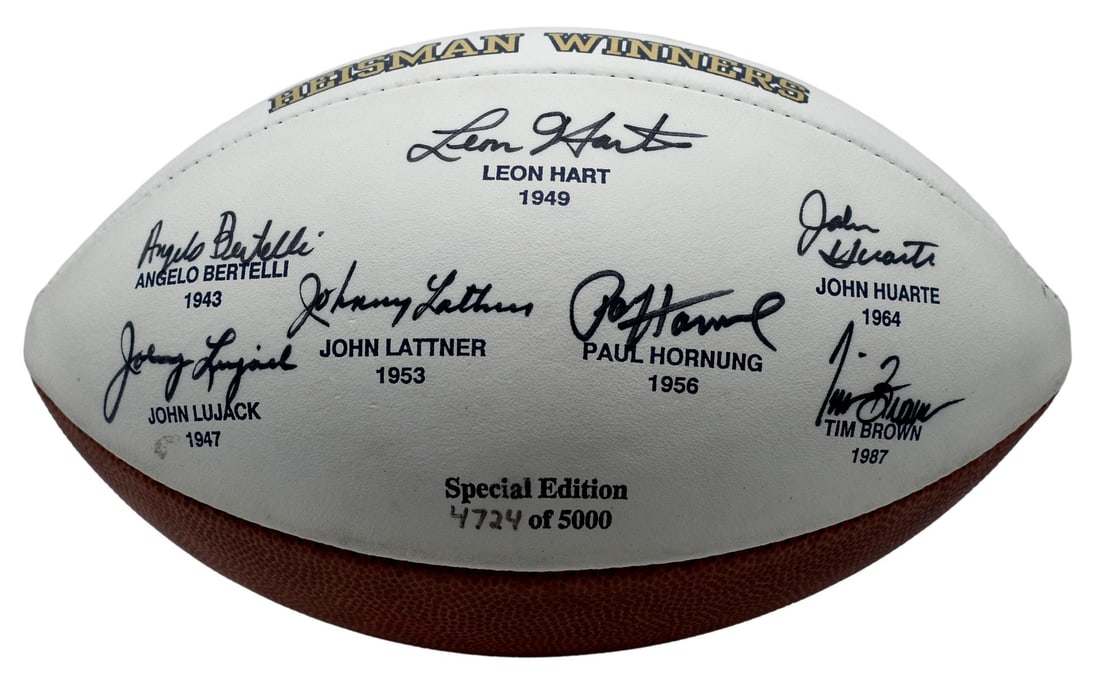 Signed Heisman Notre Dame Football Tim Hornung Logo Brown JSA 212849: Signed Heisman Notre Dame Football Tim Hornung Logo Brown JSA 212849 Item Specifics: Original/Reprint: Original Product: Photo Sport: Football Product Disclaimer: Not affiliated with any team or leagu