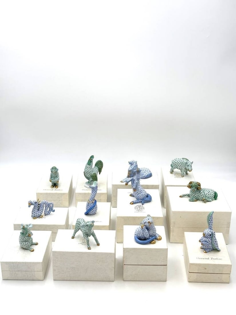 Herend Chinese Zodiac 12 Figurines Set Porcelain Collector Boxed Hungary: Herend Chinese Zodiac 12 Figurines Set Porcelain Collector Boxed Hungary Item Specifics: Origin: Herend Antique: No Color: Multicolor Material: Porcelain Age Level: 17 Years & Up Subject: Rabbit Brand