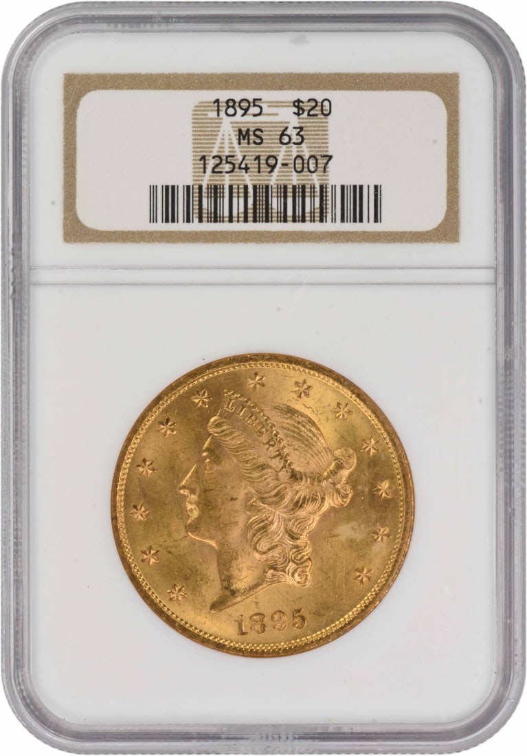 MS63 1895 Liberty Gold $20 Head: MS63 1895 Liberty Gold $20 Head MS63 1895 Liberty Gold $20 Head is a highly detailed and intricately designed coin, featuring the iconic portrait of Lady Liberty on the obverse and a majestic eagle on