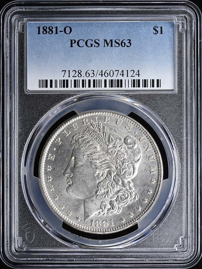 1881-O $1 Morgan Dollar PCGS MS63: 1881-O $1 Morgan Dollar PCGS MS63 The 1881-O $1 Morgan Dollar is a highly sought-after coin, certified by PCGS as MS63. This uncirculated coin features the iconic design of Augustus Saint-Gaudens, min