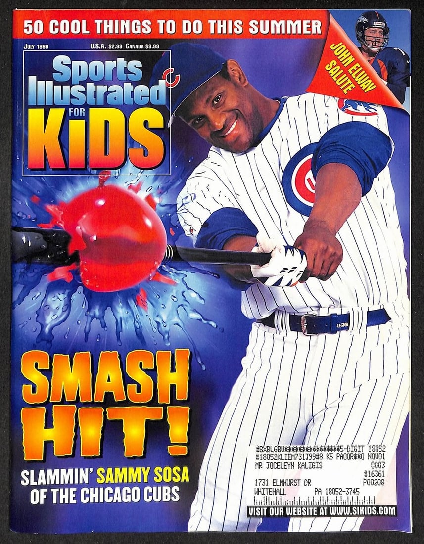 1999 Sports Illustrated for Kids Sosa w/ Cards Serena Williams RC 211213: 1999 Sports Illustrated for Kids Sosa w/ Cards Serena Williams RC 211213 Original 1999 Sports Illustrated for Kids magazine featuring Sammy Sosa with a rare collectible card of Serena Williams,