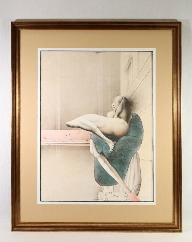 Hand signed Surrealism German Original Framed Lithograph 1975 Paul (1 of 10)