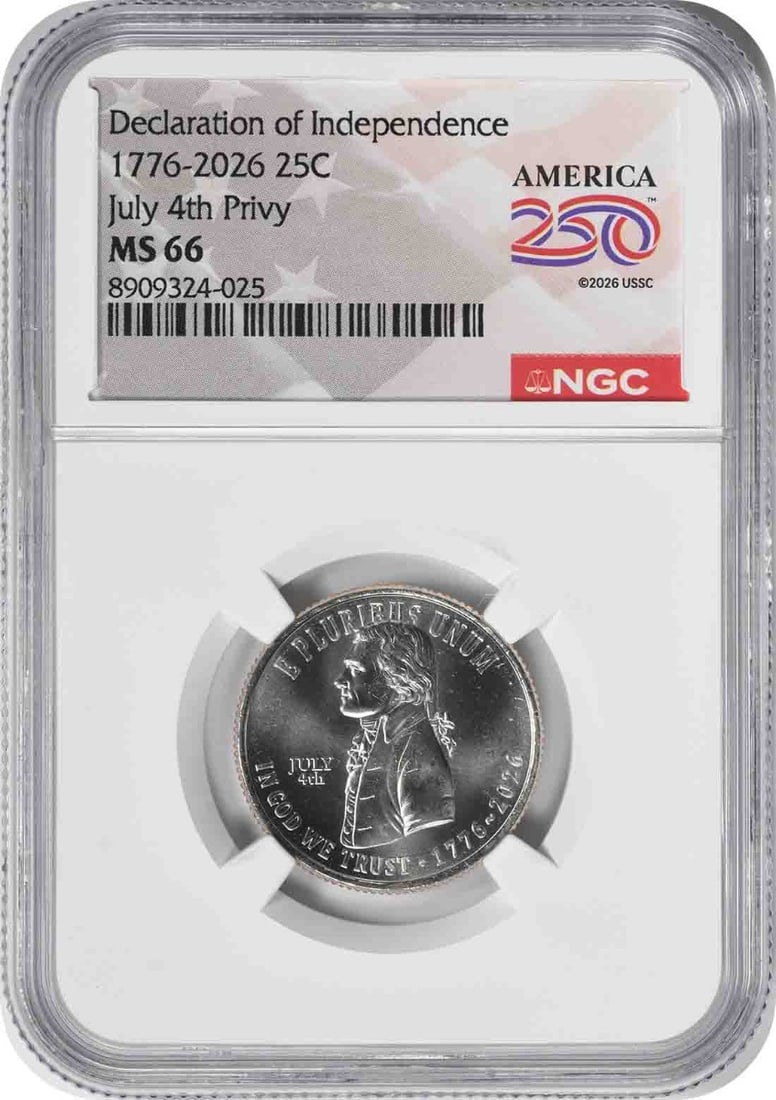 Independence Quarter July 4th Privy MS66 NGC (1 of 1)