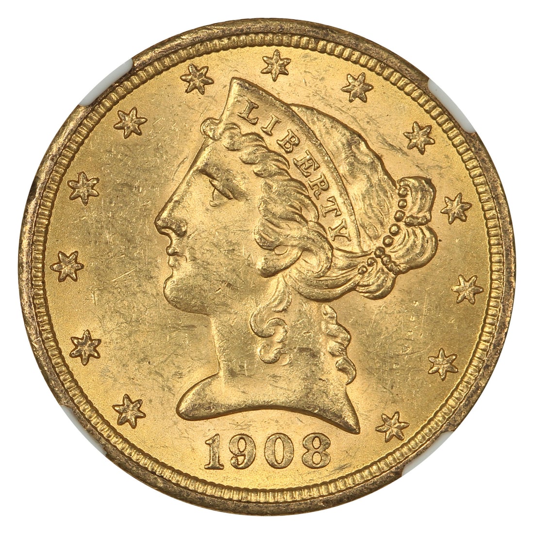 Liberty Head $5 MS62 1908 - 3