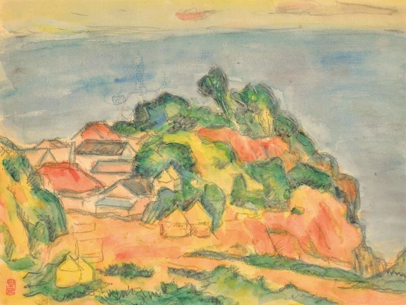 Satomi Katsuzo Japanese Art Original Watercolor Painting Landscape Cliffs: Satomi Katsuzo Japanese Art Original Watercolor Painting Landscape Cliffs Item Specifics: Artist: Katsuzo Satomi Subject: Landscape with Cliffs Material: Watercolor on paper Style: Japanese Year Of