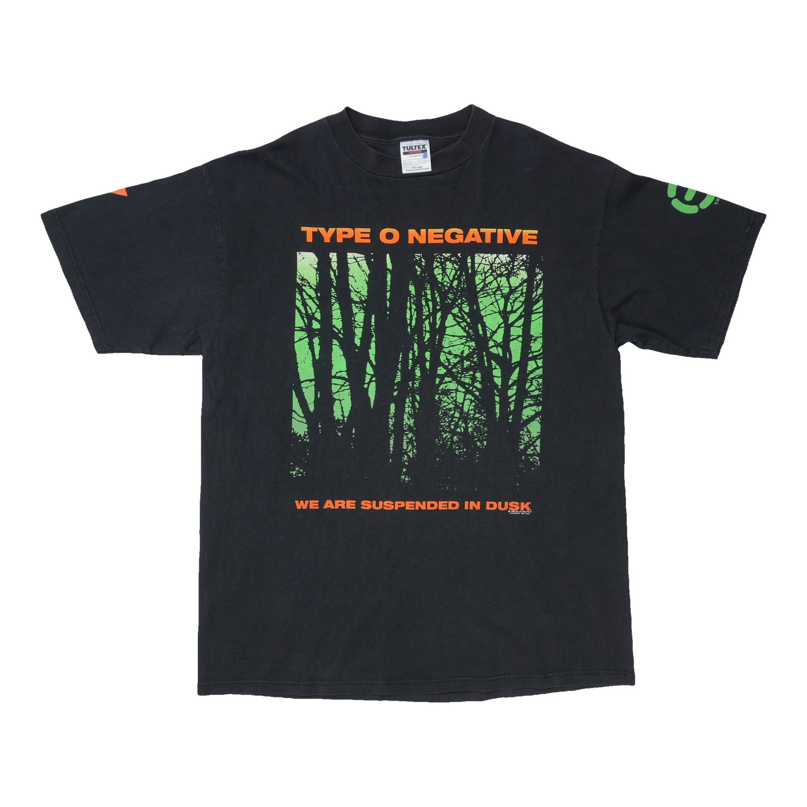1990s Type O Negative Suspended In Dusk Shirt: 1990s Type O Negative Suspended In Dusk Shirt Suspended In Dusk is a iconic 1990s shirt from Type O Negative, a band known for their dark and gothic style. This shirt features the band's signature