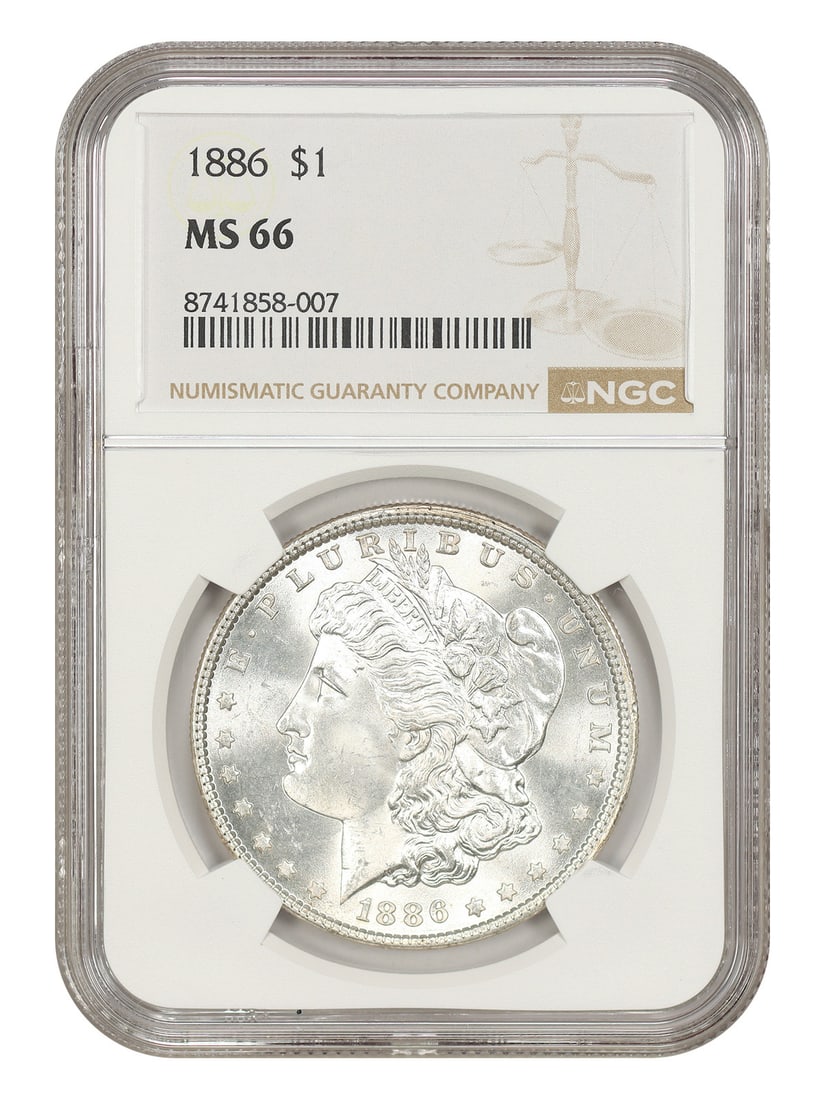 Morgan Dollar MS66 Popular Collector Date 1886 $1 NGC: Morgan Dollar MS66 Popular Collector Date 1886 $1 NGC The 1886 Morgan Dollar, certified MS66 by the Numismatic Guaranty Corporation (NGC), is a highly detailed and well-preserved example of this iconi