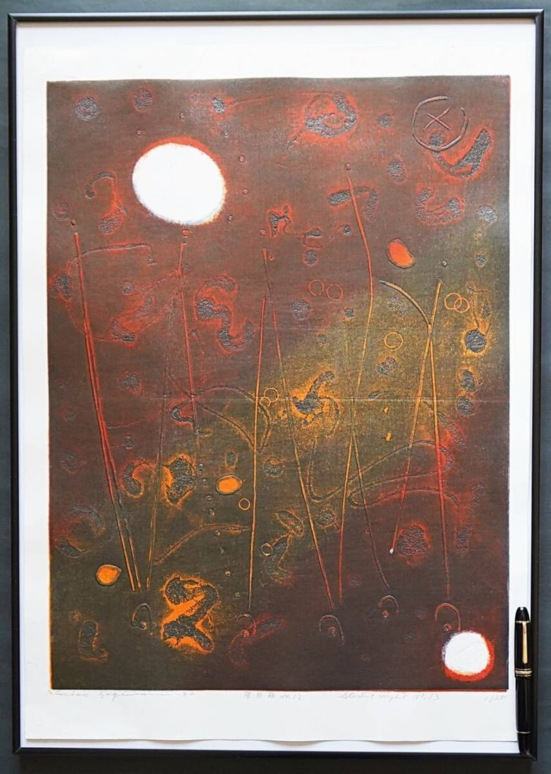 Hideo Hagiwara Starlit Night No.13 Woodblock 1980 Signed ED 1/ 50 Poster Framed: Hideo Hagiwara Starlit Night No.13 Woodblock 1980 Signed ED 1/ 50 Poster Framed Item Specifics: Artist: Hideo Hagiwara Unit Of Sale: Single Piece Signed By: Hideo Hagiwara Image Orientation: Portrait 
