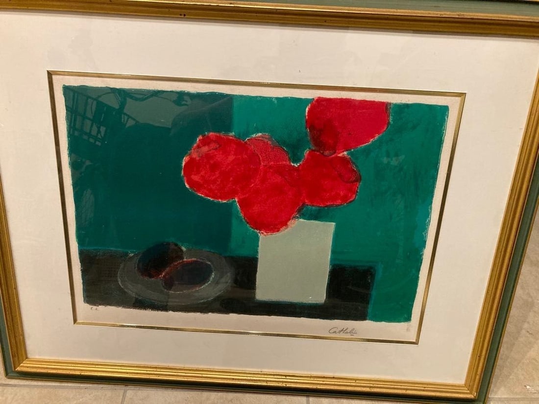 Cathelin Still Life with Red Flowers Avocado Bernard Lithograph Signed: Cathelin Still Life with Red Flowers Avocado Bernard Lithograph Signed Item Specifics: Unit Of Sale: Single Piece Type: Print Signed: Yes Style: Still Life Material: Paper Framing: Framed Original/Lic