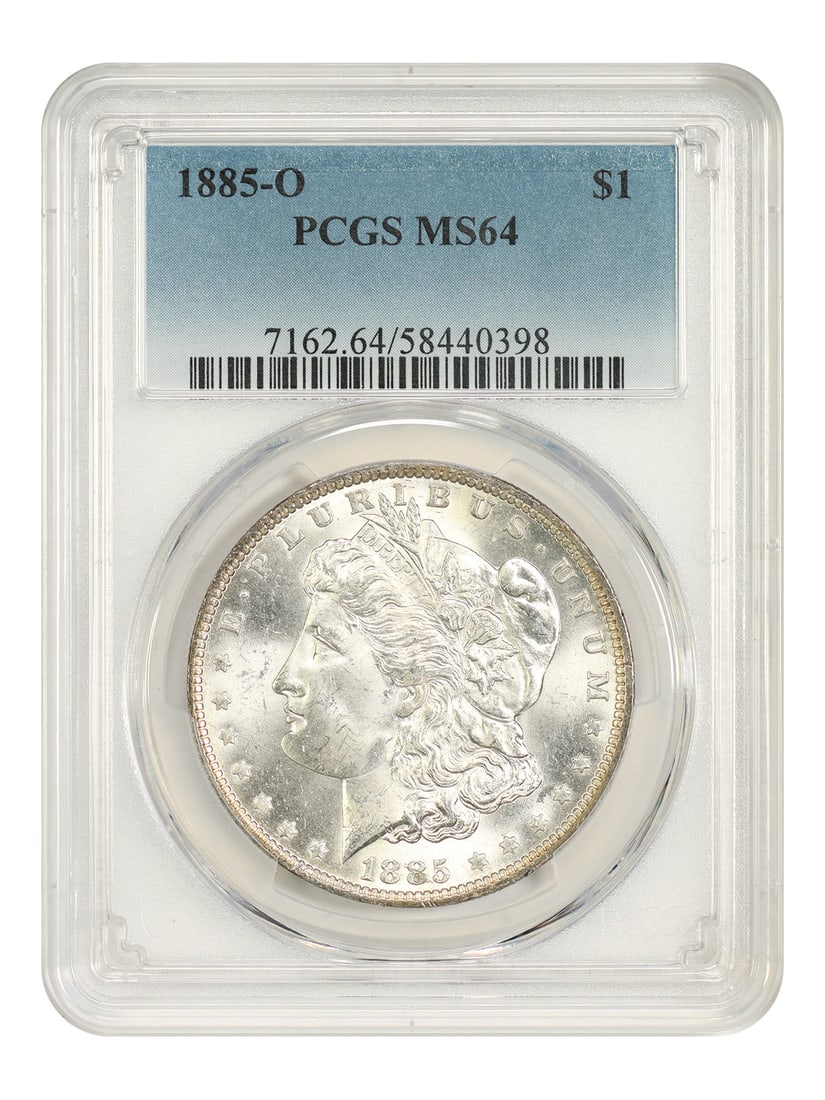 PCGS MS64 Popular Mint Dollar 1885-O: PCGS MS64 Popular Mint Dollar 1885-O The 1885-O New Orleans Mint dollar is a highly sought-after coin, featuring the "O" mint mark that denotes its origin from the New Orleans mint. With a PCGS MS64 g