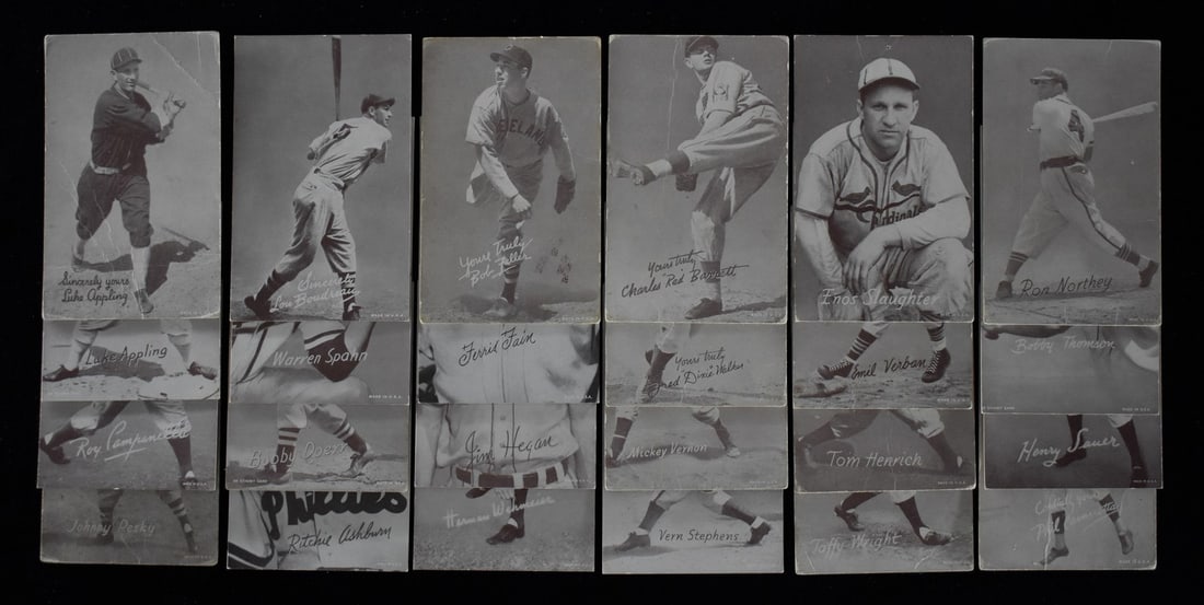 Feller Ashburn Spahn 50 Yankees Team 39 1947-1966 Exhibit Cards: Feller Ashburn Spahn 50 Yankees Team 39 1947-1966 Exhibit Cards Feller Ashburn Spahn 50 Yankees Team 39 1947-1966 Exhibit Cards are a collection of original postcards featuring iconic baseball players