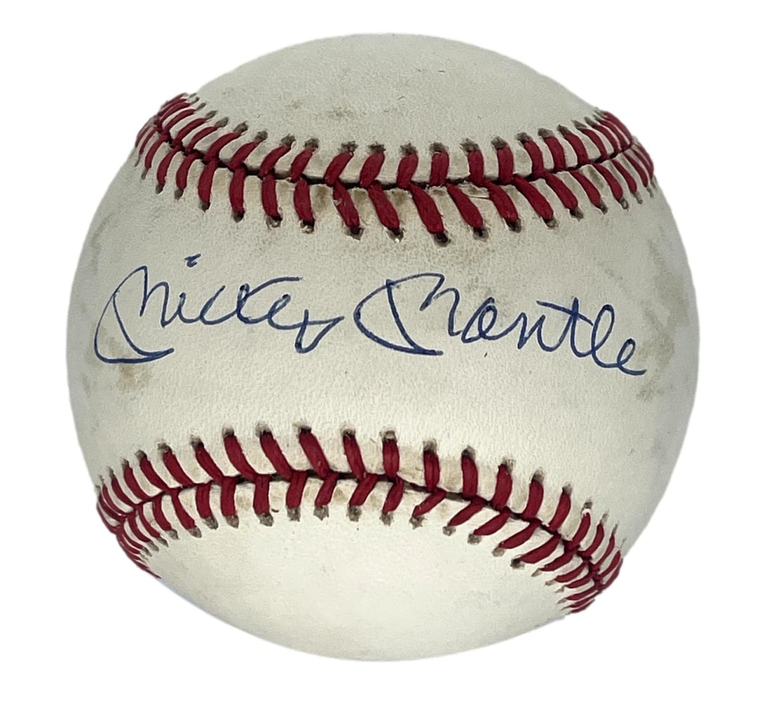 Mickey Mantle HOF New York Yankees Signed/ Autographed Baseball JSA 196503: Mickey Mantle HOF New York Yankees Signed/ Autographed Baseball JSA 196503 Mickey Mantle's iconic swing is immortalized on this official New York Yankees baseball, signed by the legendary slugger. The