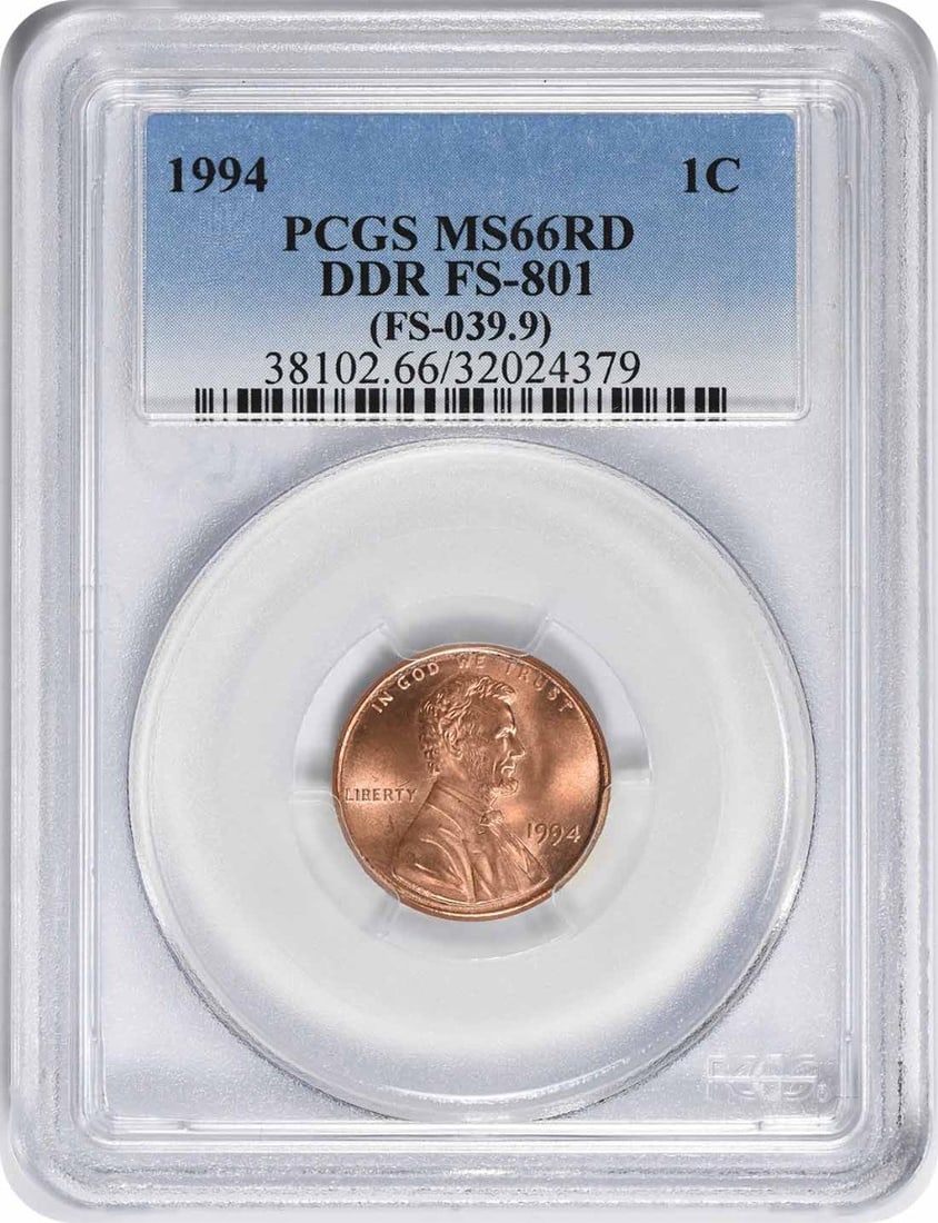 PCGS MS66RD DDR FS-801 Lincoln Cent 1994: PCGS MS66RD DDR FS-801 Lincoln Cent 1994 The 1994 PCGS MS66RD DDR FS-801 Lincoln Cent is a highly detailed and circulated example of the copper-plated zinc coin, bearing the signature of Victor David 