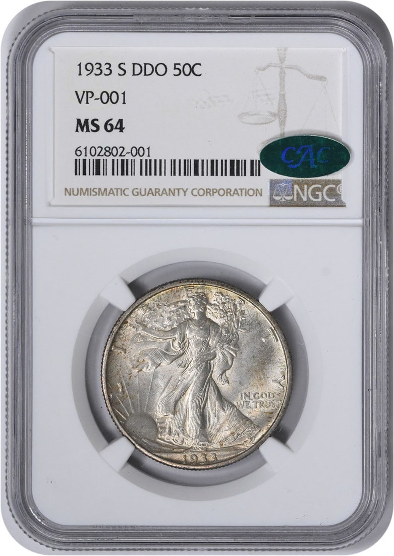 1933-S Walking Liberty Silver Half Dollar MS64 NGC (CAC): 1933-S Walking Liberty Silver Half Dollar MS64 NGC (CAC) The 1933-S Walking Liberty Silver Half Dollar MS64 NGC is a highly detailed and well-crafted coin, featuring the iconic design of Adolph Alexan