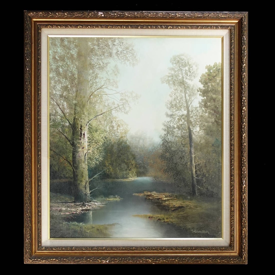 Oil Painting F25 Signed Framed Large Lake Misty Forest: Oil Painting F25 Signed Framed Large Lake Misty Forest Item Specifics: Artist: Karl Schmidbauer Unit Of Sale: Single Piece Signed By: Karl Schmidbauer Size: Large Signed: Yes Material: Canvas Oil Fram
