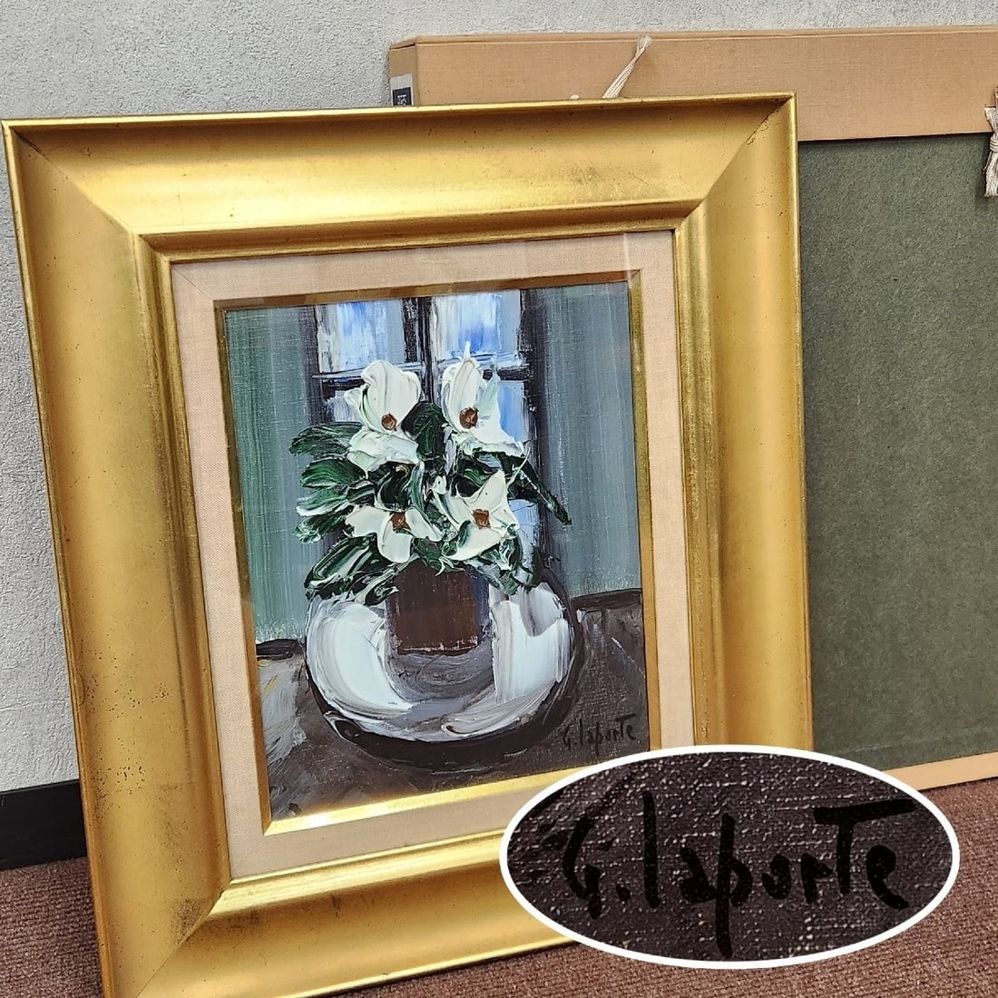 George Laporte Cyclamen by the Window Oil Painting Signed With original box: George Laporte Cyclamen by the Window Oil Painting Signed With original box Item Specifics: Type: Painting Original/Licensed Reproduction: Original Material: Canvas Production Technique: Oil Painting 