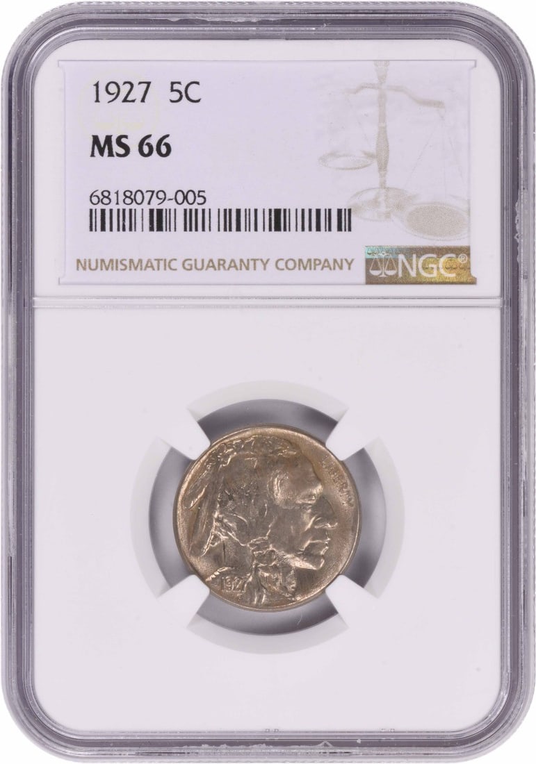 MS66 Buffalo Nickel 1927: MS66 Buffalo Nickel 1927 MS66 Buffalo Nickel 1927 is a highly graded uncirculated example of this iconic coin, certified by the Numismatic Guaranty Corporation (NGC). With a mintage of over 37 million
