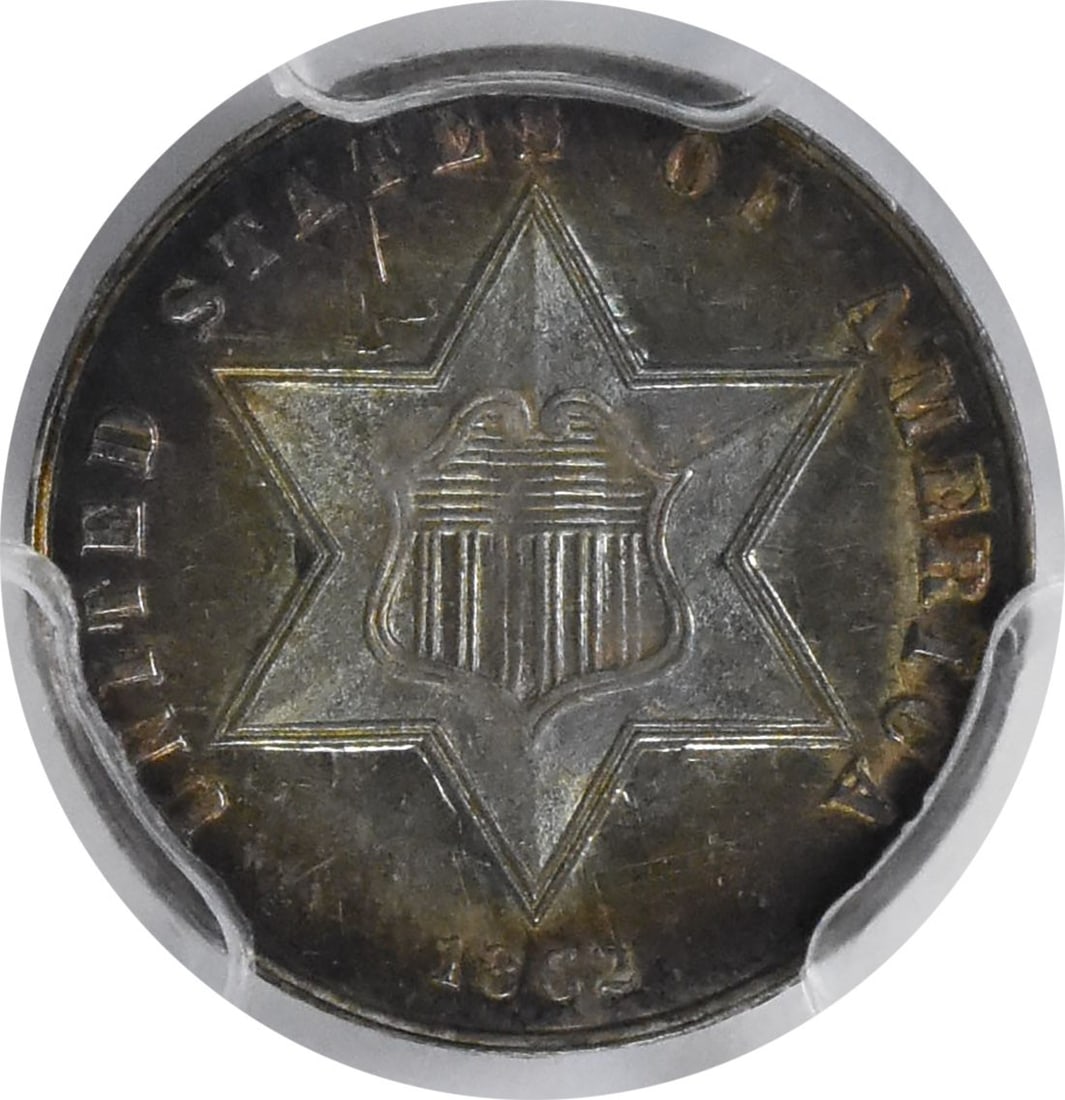 MS66+ PCGS Silver Three Cent 1862 - 2