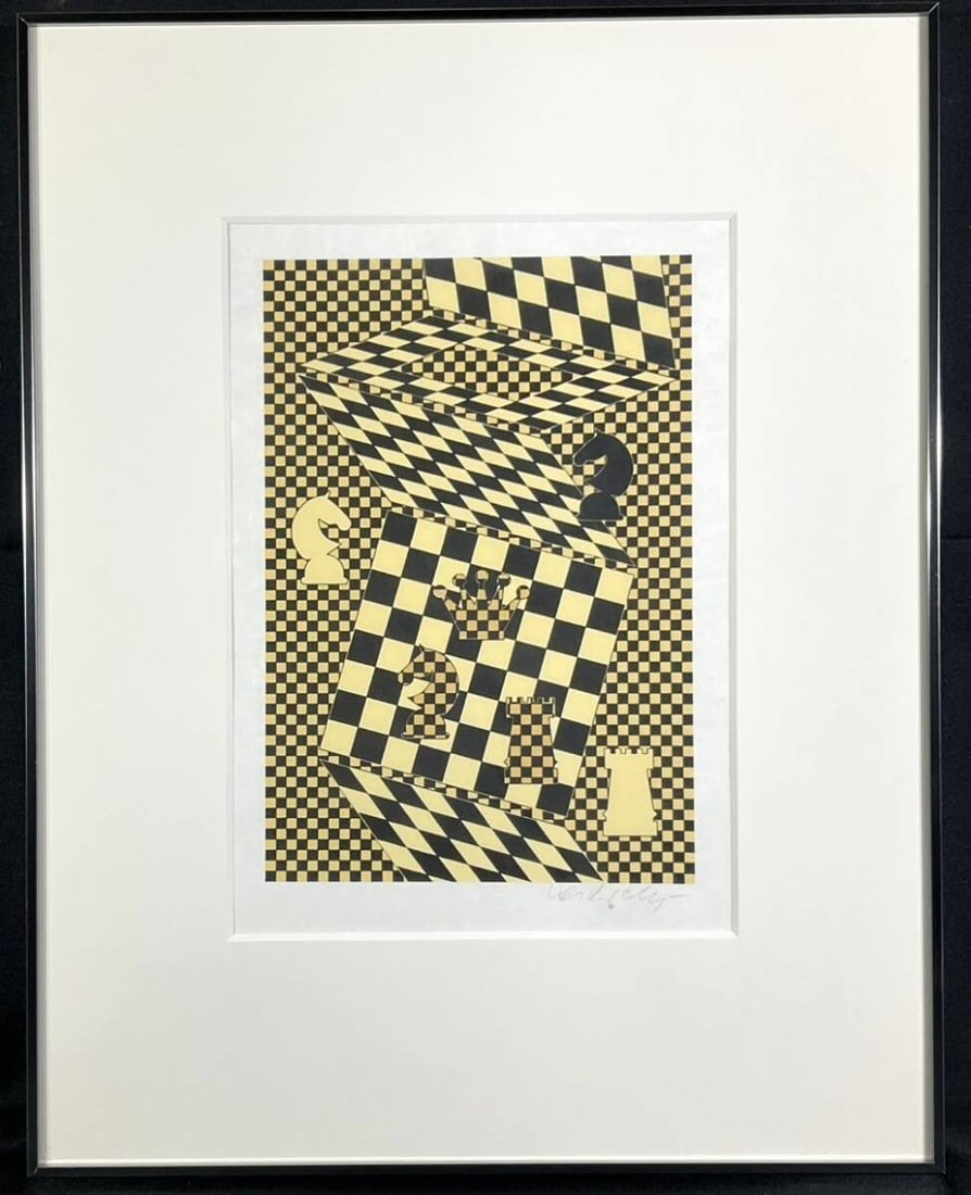 Vasarely Signed Chess Silkscreen Authentic Yellow Box: Vasarely Signed Chess Silkscreen Authentic Yellow Box Item Specifics: Artist: Victor Vasarely Unit Of Sale: Single Piece Signed By: Victor Vasarely Image Orientation: Portrait Size: Medium Signed: Yes