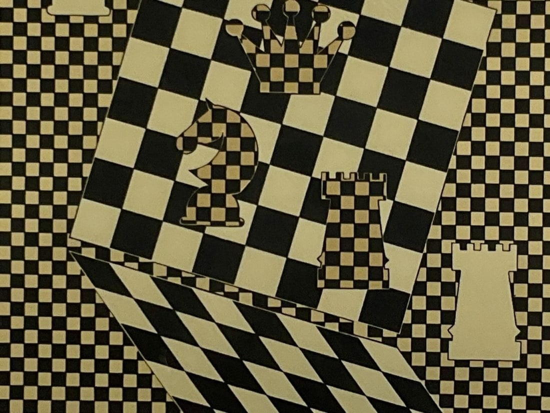 Vasarely Signed Chess Silkscreen Authentic Yellow Box - 5
