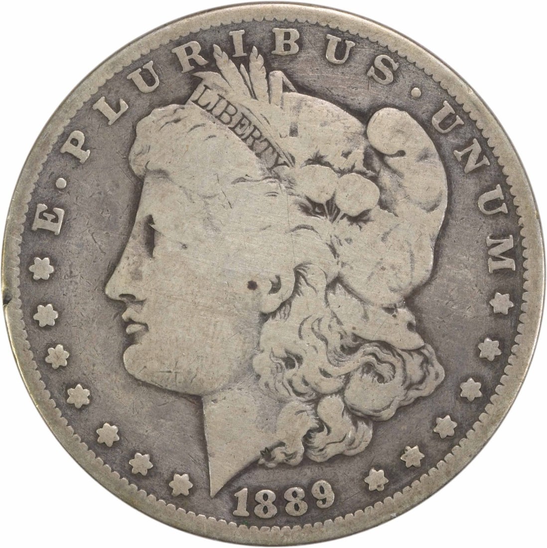 CC Morgan Silver Dollar 1889 VG Uncertified: CC Morgan Silver Dollar 1889 VG Uncertified The 1889 CC Morgan Silver Dollar is a circulated coin with a VG grade, featuring a 90% silver and 10% copper composition. This reeded-edged coin, designed b