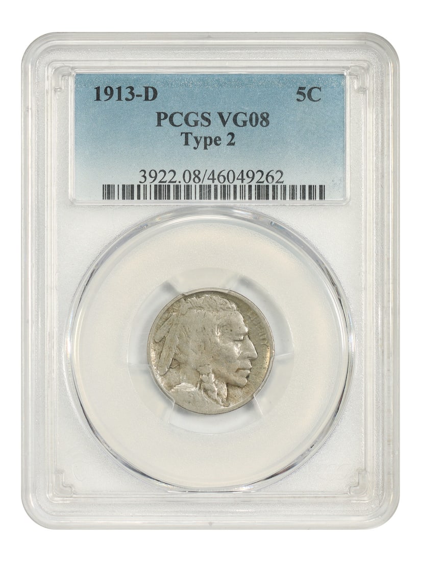 1913-D 5C PCGS VG08 (Type 2) - Buffalo Nickel (1 of 4)