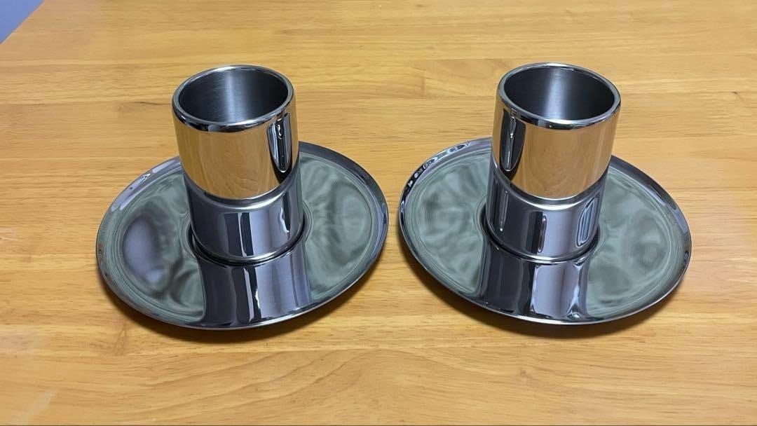 Alessi Demitasse Cup Saucer Set Of 2 jean nouvel 2005 All stainless steel Rare (1 of 7)