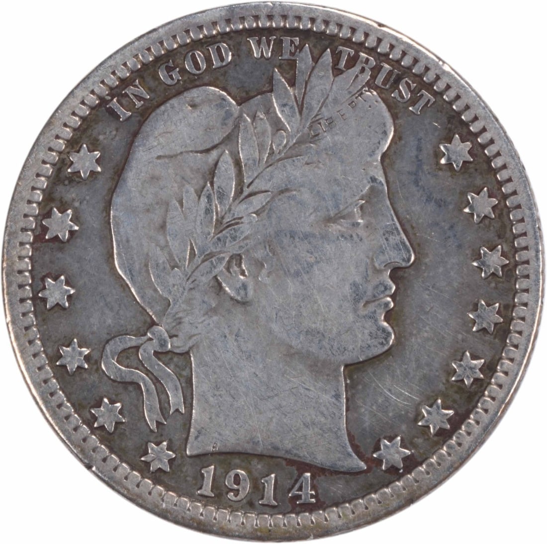 Uncertified Choice Silver Quarter Barber 1914-S: Uncertified Choice Silver Quarter Barber 1914-S The 1914-S Barber Quarter is a highly sought-after coin, featuring the iconic design of Charles E. Barber and a distinctive reeded edge. With a mintage 