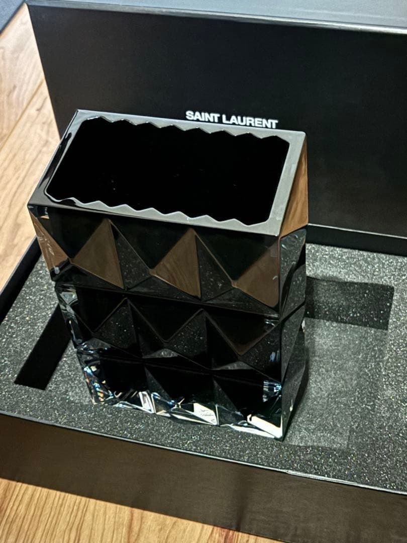 Saint Laurent Baccarat Luxor Base Black Crystal Vase 8.3in interior With Box: Saint Laurent Baccarat Luxor Base Black Crystal Vase 8.3in interior With Box Item Specifics: Origin: NA Antique: NA Signed By: NA Item Length: NA Vintage: NA Original/Licensed Reproduction: NA Item He