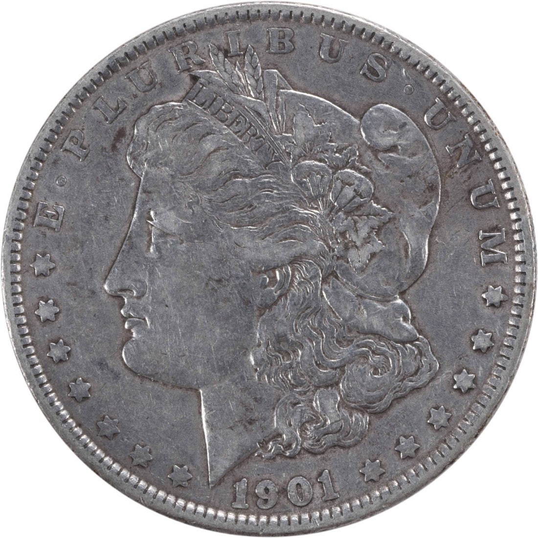 Morgan Silver Dollar EF Uncertified: Morgan Silver Dollar EF Uncertified EF Uncertified Morgan Silver Dollar, minted in 1901, boasts a striking design by George T. Morgan, with a diameter of 38.10 millimeters and a reeded edge. This