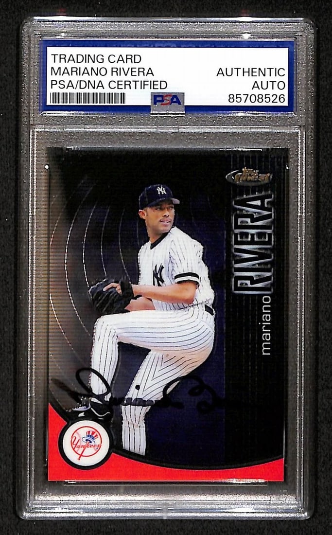 2001 Topps Finest Mariano Rivera Signed/ Autographed Card #45 PSA/ DNA BA204418: 2001 Topps Finest Mariano Rivera Signed/ Autographed Card #45 PSA/ DNA BA204418 Authentic 2001 Topps Finest Mariano Rivera signed card, featuring the iconic closer's autograph on his #45. This rare co