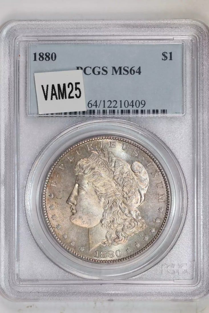 1880 VAM-25 "0/ 9 OVERDATE" HIT LIST 40 MORGAN DOLLAR PCGS MS64: 1880 VAM-25 "0/ 9 OVERDATE" HIT LIST 40 MORGAN DOLLAR PCGS MS64 The 1880 VAM-25 "0/ 9 OVERDATE" HIT LIST 40 MORGAN DOLLAR PCGS MS64 is a highly sought-after collectible, featuring a unique overdate er