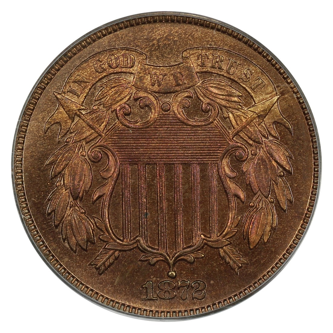 1872 2C PCGS/ CAC PR66RB - Two Cent - Important Proof - 3