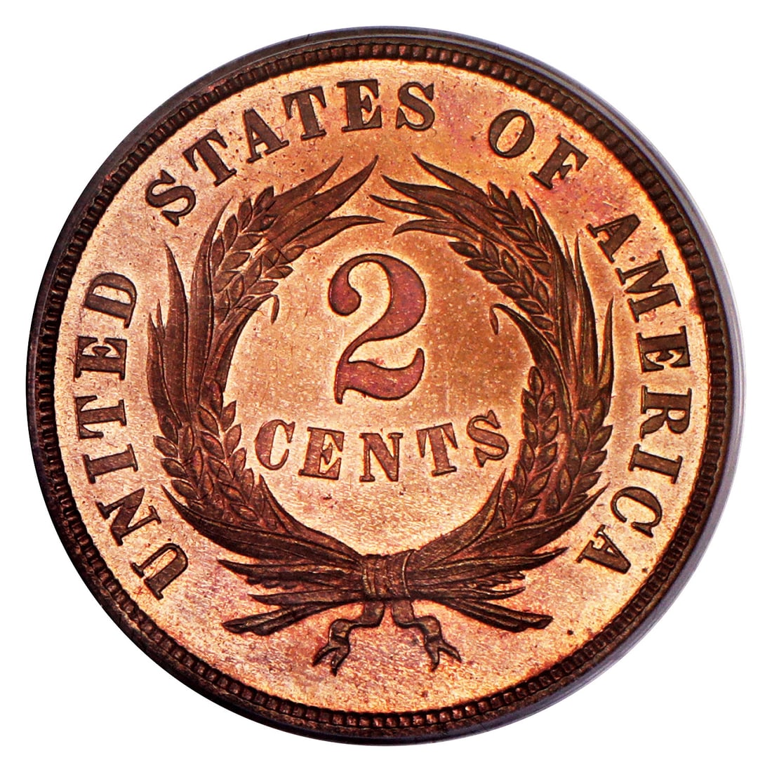 1872 2C PCGS/ CAC PR66RB - Two Cent - Important Proof - 6