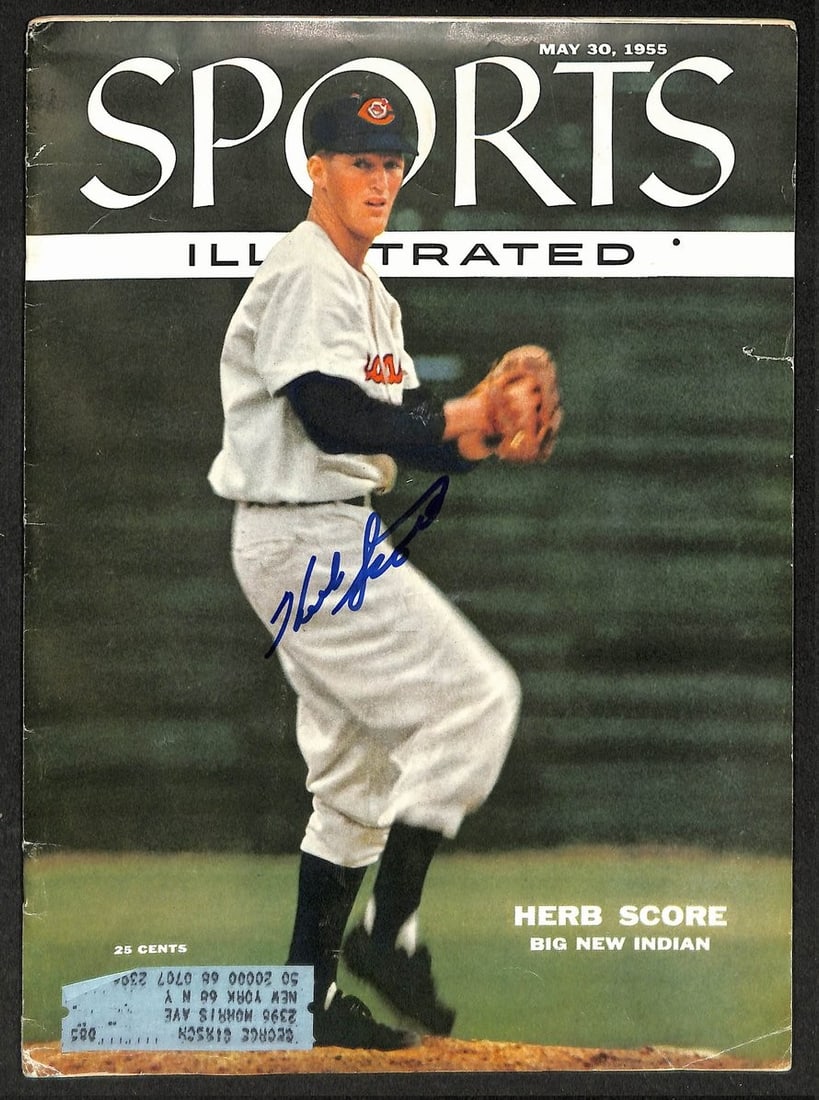 Score Signed/ Herb 212433 Beckett 1955 Sports Illustrated Autographed Magazine: Score Signed/ Herb 212433 Beckett 1955 Sports Illustrated Autographed Magazine Signed by artist Herb 212433 in a 1955 Sports Illustrated magazine, this Beckett-graded autographed baseball features a