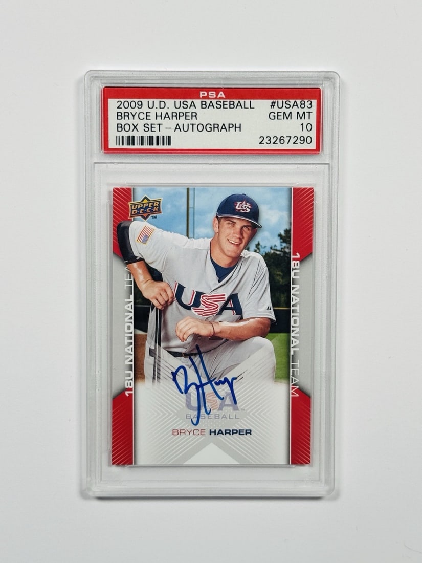 2009 UPPER DECK USA BASEBALL BRYCE HARPER #USA83 BOX SET AUTO RC PSA 10 (1 of 2)