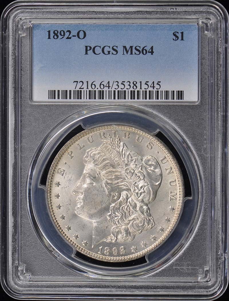1892-O $1 Morgan Dollar PCGS MS64: 1892-O $1 Morgan Dollar PCGS MS64 The 1892-O $1 Morgan Dollar is a highly sought-after coin, certified by PCGS as MS64. This uncirculated coin features the iconic design of Augustus Saint-Gaudens,
