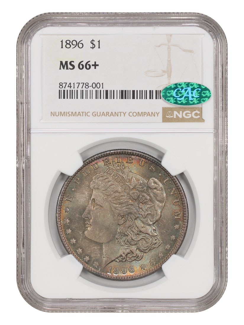1896 $1 NGC/ CAC MS66+ - Morgan Dollar - Popular P-Mint Morgan: 1896 $1 NGC/ CAC MS66+ - Morgan Dollar - Popular P-Mint Morgan The 1896 $1 NGC/ CAC MS66+ Morgan Dollar is a highly graded and certified example of a popular P-Mint Morgan. With its exceptional condit