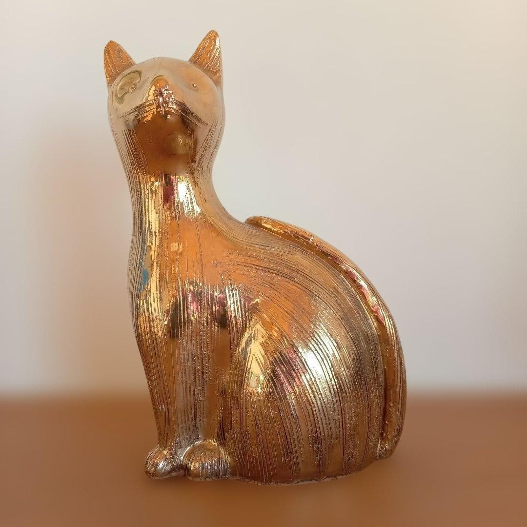 1960s Gold Vintage Mid Century Italian Art Cat Figurine By Aldo Londi (1 of 14)