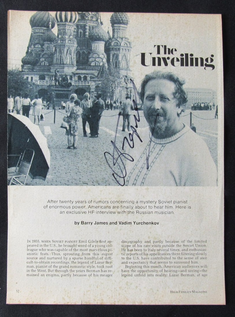Berman Pianist Autographed Photo Magazine PSA DNA 177030: Berman Pianist Autographed Photo Magazine PSA DNA 177030 Item Specifics: Industry: Movies Original/Reproduction: Original Autograph Authentication: PSA/DNA Product Disclaimer: Not affiliated with