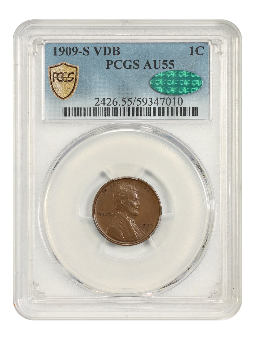 1909-S VDB 1C PCGS/ CAC AU55 - Lincoln Cent (Wheat Reverse) - Key Date (1 of 5)