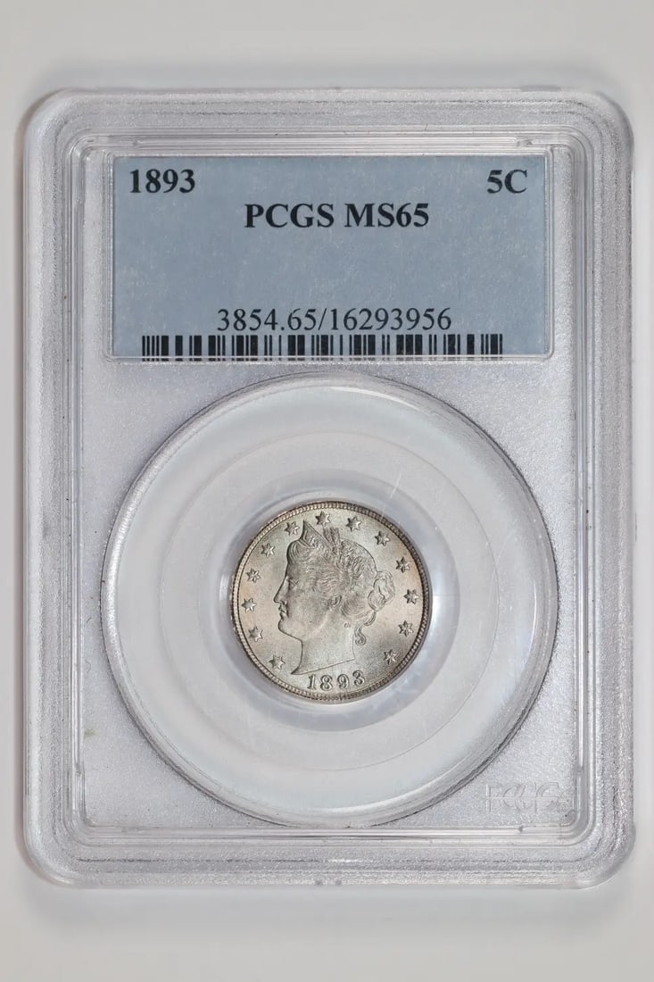 PCGS MS65 Liberty V Nickel 1893: PCGS MS65 Liberty V Nickel 1893 PCGS MS65 Liberty V Nickel 1893 is a highly graded uncirculated coin, certified by the Professional Coin Grading Service (PCGS) with a grade of MS 65. This 1893 Liberty
