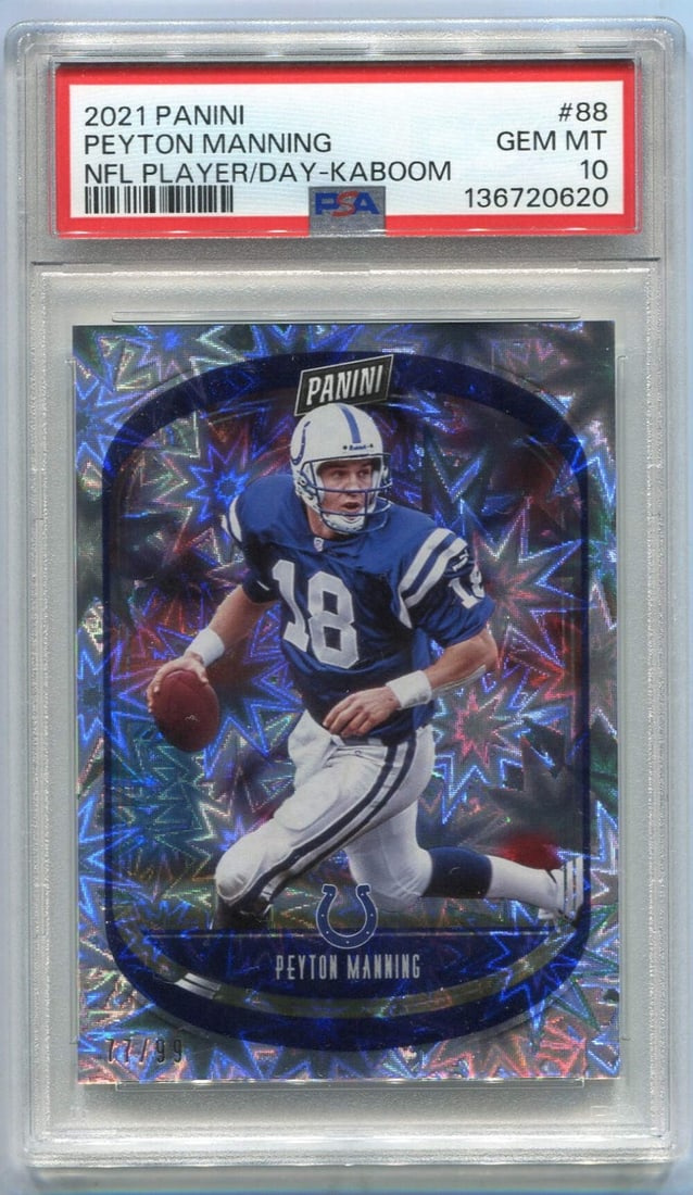 Peyton Manning 2021 Panini NFL Player Of The Day Kaboom Parallel Card #88 77/ 99 (1 of 2)
