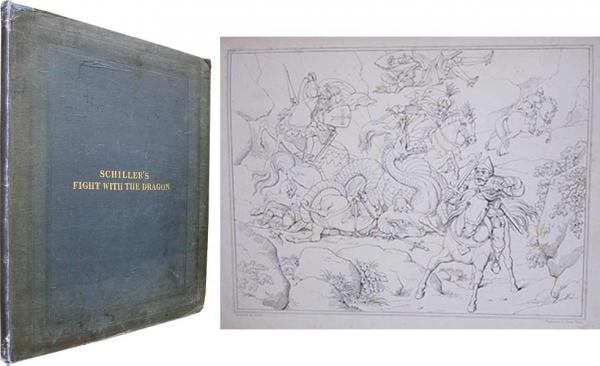 The Fight with the Dragon 1825 Schiller Henry Moses 16 Copperplate Engravings: The Fight with the Dragon 1825 Schiller Henry Moses 16 Copperplate Engravings Item Specifics: Artist: Henry Moses Subject: Romance Dragons Mythology Material: Paper Copperplate Engravings Style: Japan