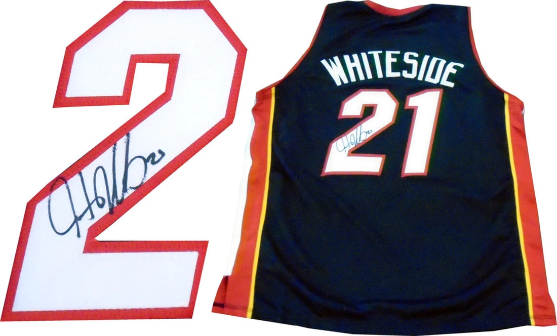 Whiteside Autographed Jersey Heat Miami Hassan: Whiteside Autographed Jersey Heat Miami Hassan Signed in black paint pen across the jersey number on the back of the jersey, this autographed Miami Heat jersey from Hassan Whiteside features a unique 
