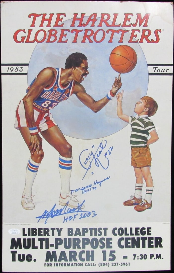 Globetrotters Multi-Signed Poster Neal Haynes Lemon 14x22 (1 of 3)